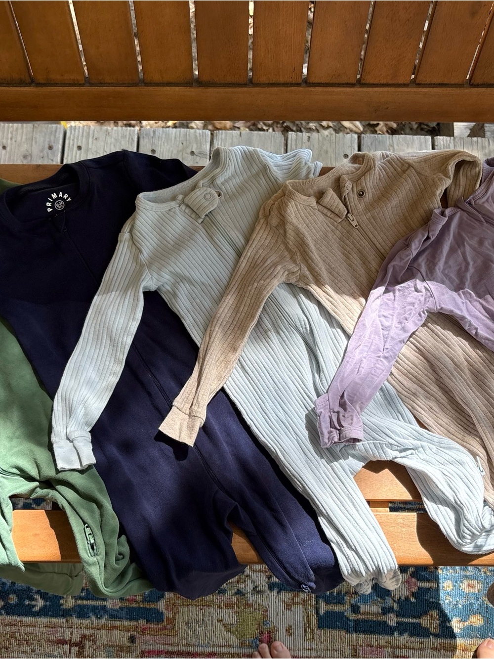 Organic Cotton 18 month onesies - Green, Navy, Light Blue, Lavender